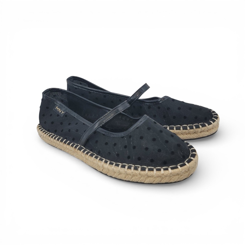 Marc New York Womens 6.5 Espadrilles Mesh Flats Black Polka Dot Slip On New